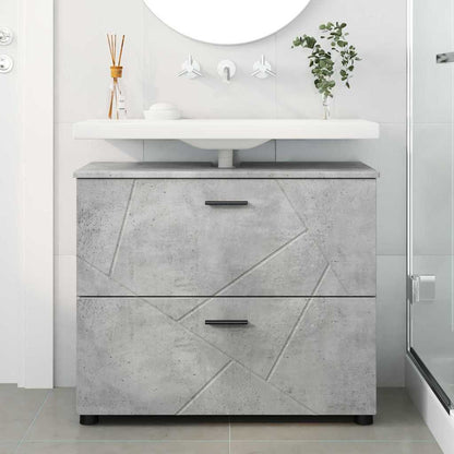 Badezimmerschrank mit Schubladen Beton Grau 76,5 x 35 x 64 cm
