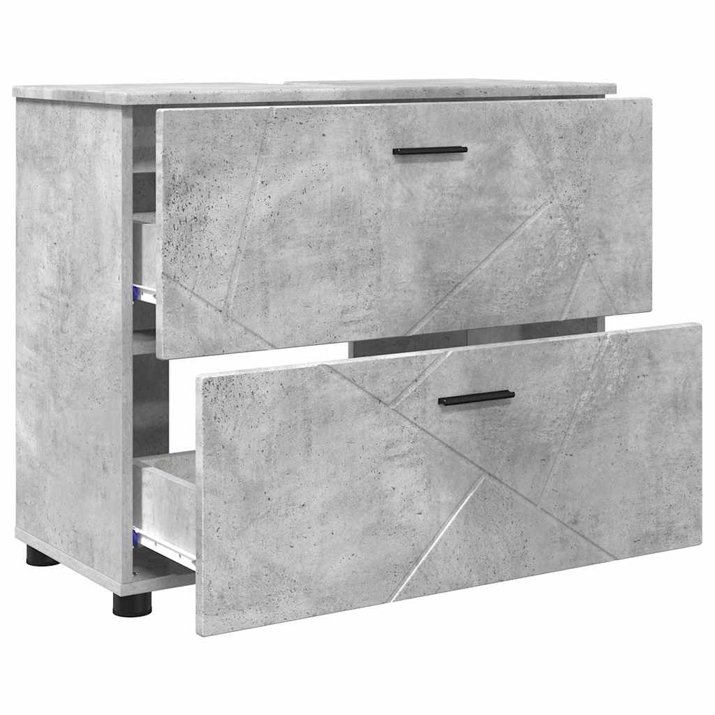 Badezimmerschrank mit Schubladen Beton Grau 76,5 x 35 x 64 cm