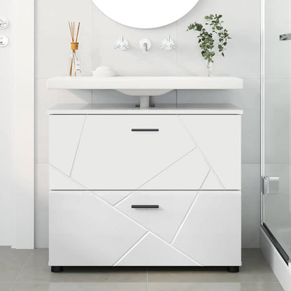 Badezimmer Schrank Hochglanz-Weiß 76,5 x 35 x 64 cm