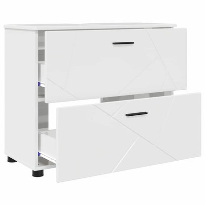 Badezimmer Schrank Hochglanz-Weiß 76,5 x 35 x 64 cm