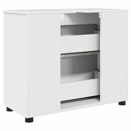 Badezimmer Schrank Hochglanz-Weiß 76,5 x 35 x 64 cm