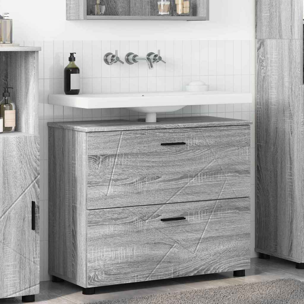 Badezimmerschrank mit Speicher Graues Sonoma 76,5 x 35 x 64 cm