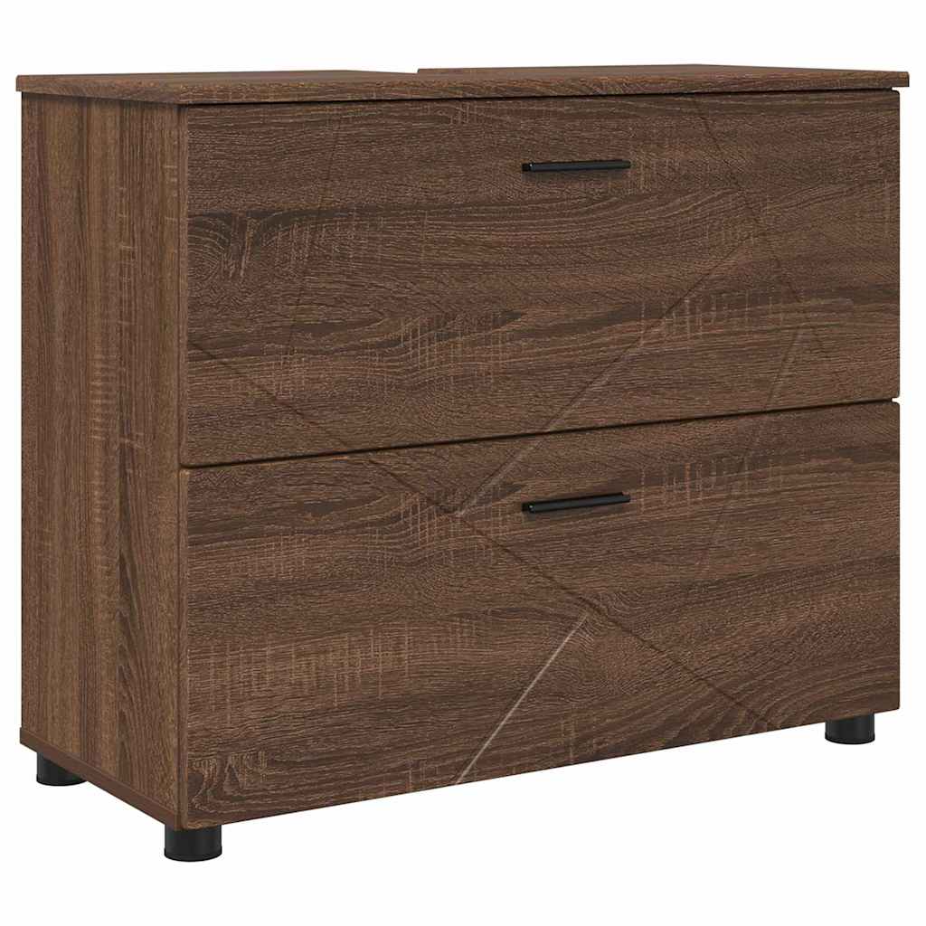 Badezimmerschrank mit Tür Braun Eichen-Optik 76,5 x 35 x 64 cm