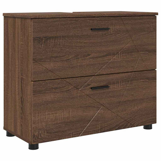 Badezimmerschrank mit Tür Braun Eichen-Optik 76,5 x 35 x 64 cm