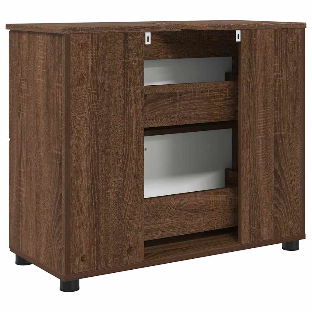Badezimmerschrank mit Tür Braun Eichen-Optik 76,5 x 35 x 64 cm