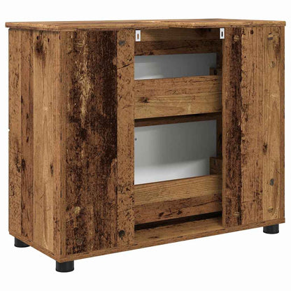 Badezimmerschrank mit Schubladen Altholz 76,5 x 35 x 64 cm