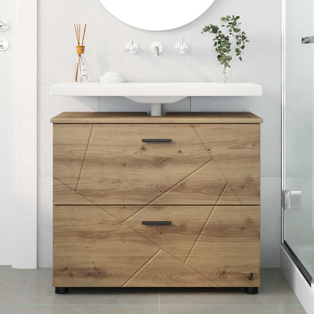 Badezimmerschrank mit Speicher Artisan-Eiche 76,5 x 35 x 64 cm