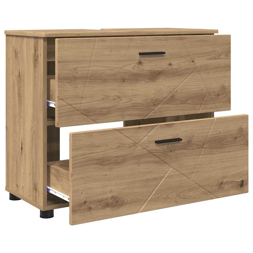 Badezimmerschrank mit Speicher Artisan-Eiche 76,5 x 35 x 64 cm