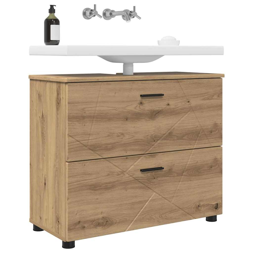 Badezimmerschrank mit Speicher Artisan-Eiche 76,5 x 35 x 64 cm
