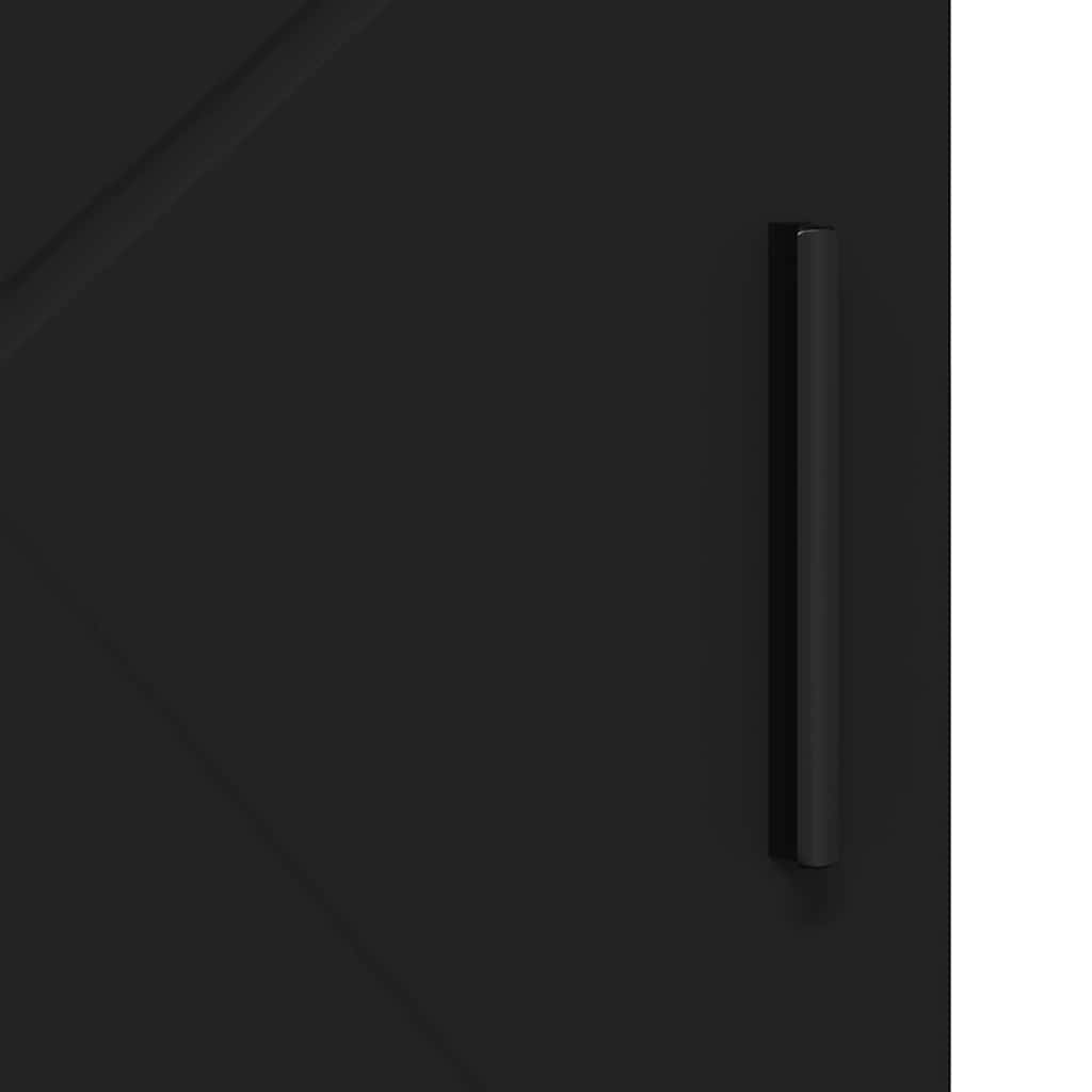 Badezimmerschrank mit Speicher mit Tür Schwarz 60 x 35 x 80 cm