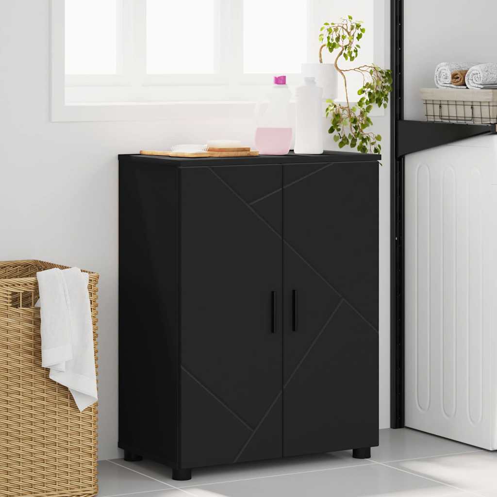 Badezimmerschrank mit Speicher mit Tür Schwarz 60 x 35 x 80 cm