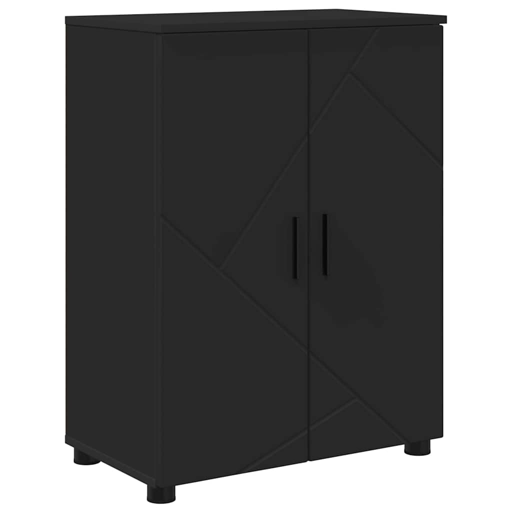 Badezimmerschrank mit Speicher mit Tür Schwarz 60 x 35 x 80 cm