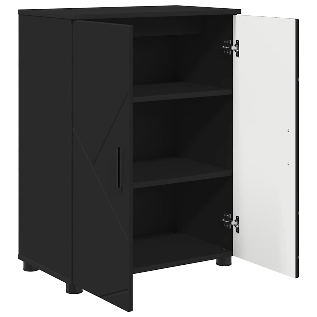 Badezimmerschrank mit Speicher mit Tür Schwarz 60 x 35 x 80 cm