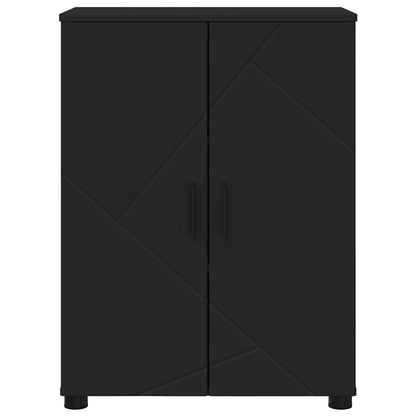 Badezimmerschrank mit Speicher mit Tür Schwarz 60 x 35 x 80 cm