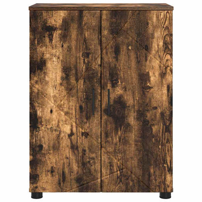Badezimmerschrank mit Tür Geräucherte Eiche 60 x 35 x 80 cm