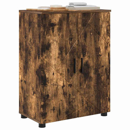Badezimmerschrank mit Tür Geräucherte Eiche 60 x 35 x 80 cm
