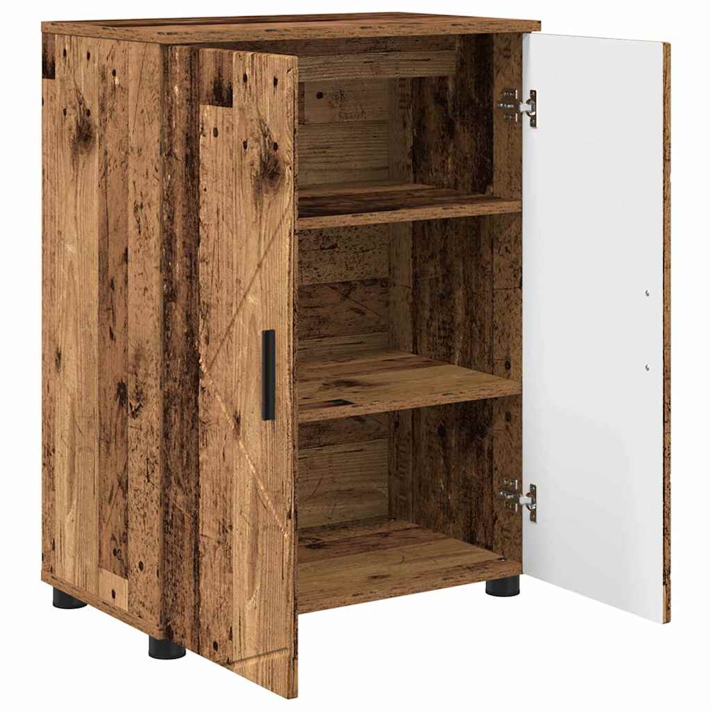 Badezimmerschrank mit Speicher mit Tür Altholz 60 x 35 x 80 cm