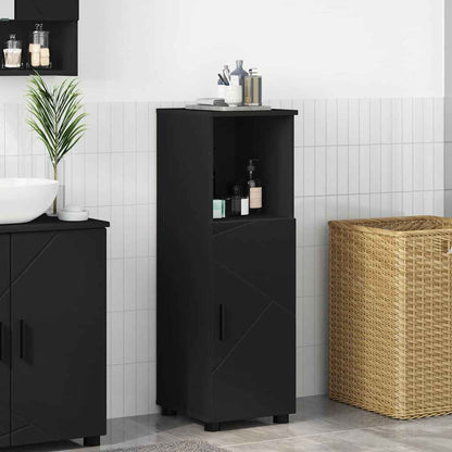 Badezimmerschrank mit Speicher mit Tür Schwarz 30 x 35 x 95 cm