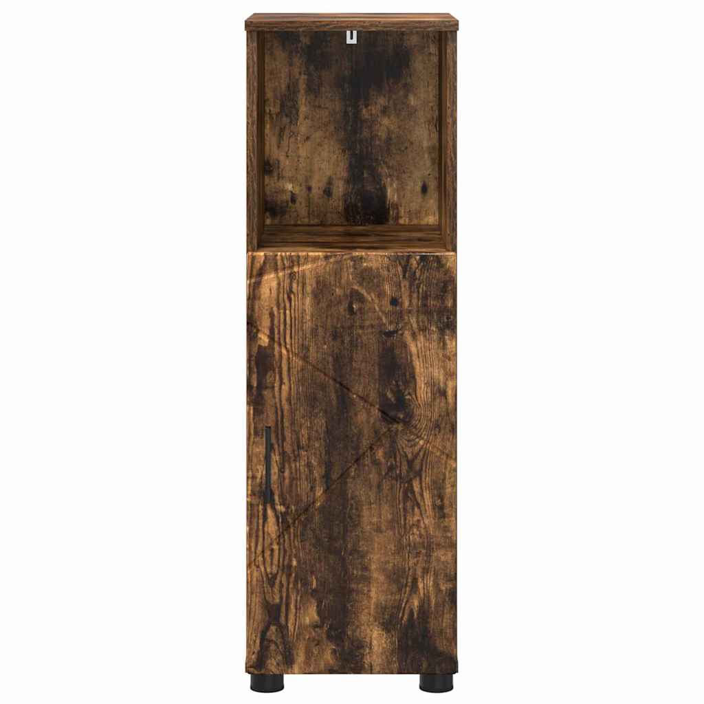 Badezimmerschrank mit Tür Geräucherte Eiche 30 x 35 x 95 cm