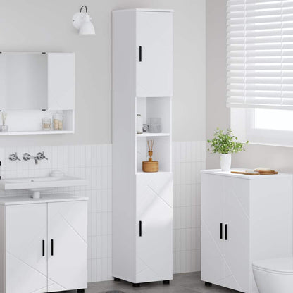 Bad hoher Schrank mit Tür Weiß 30 x 35 x 192 cm Holzwerkstoff