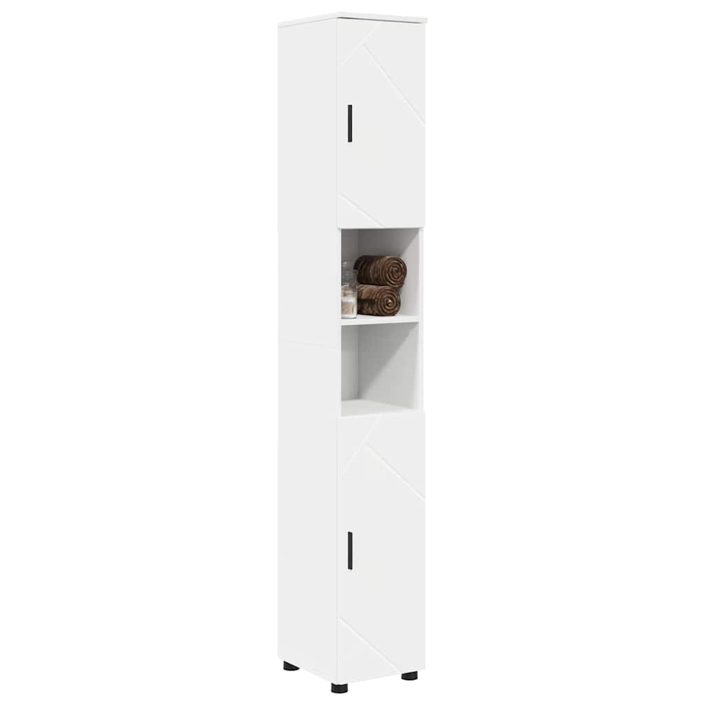 Bad hoher Schrank mit Tür Weiß 30 x 35 x 192 cm Holzwerkstoff