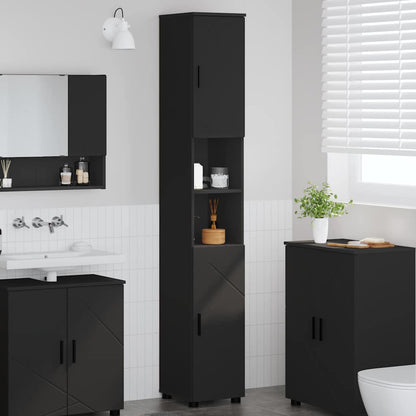 Bad hoher Schrank Schwarz 30 x 35 x 192 cm Holzwerkstoff