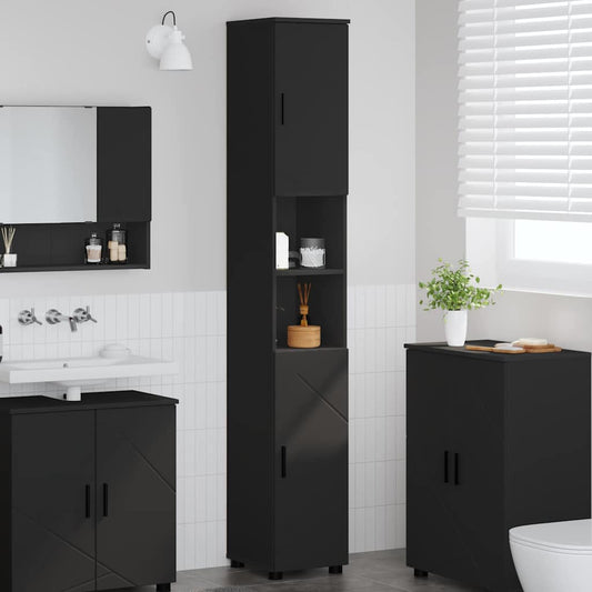 Bad hoher Schrank Schwarz 30 x 35 x 192 cm Holzwerkstoff