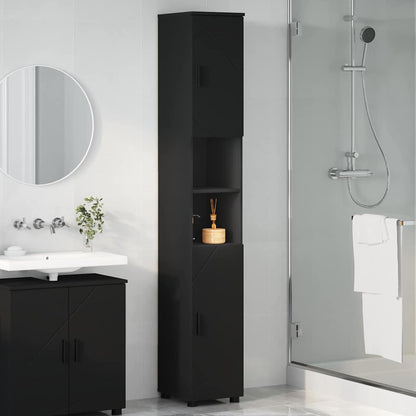 Bad hoher Schrank Schwarz 30 x 35 x 192 cm Holzwerkstoff