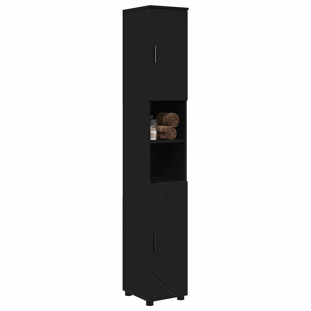 Bad hoher Schrank Schwarz 30 x 35 x 192 cm Holzwerkstoff
