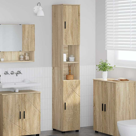 Bad hoher Schrank Sonoma-Eiche 30 x 35 x 192 cm Holzwerkstoff