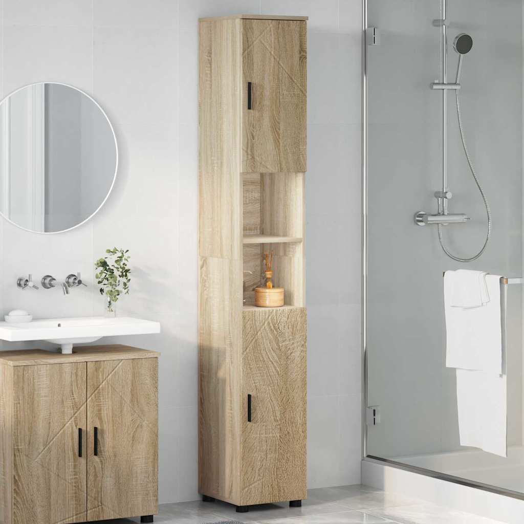 Bad hoher Schrank Sonoma-Eiche 30 x 35 x 192 cm Holzwerkstoff