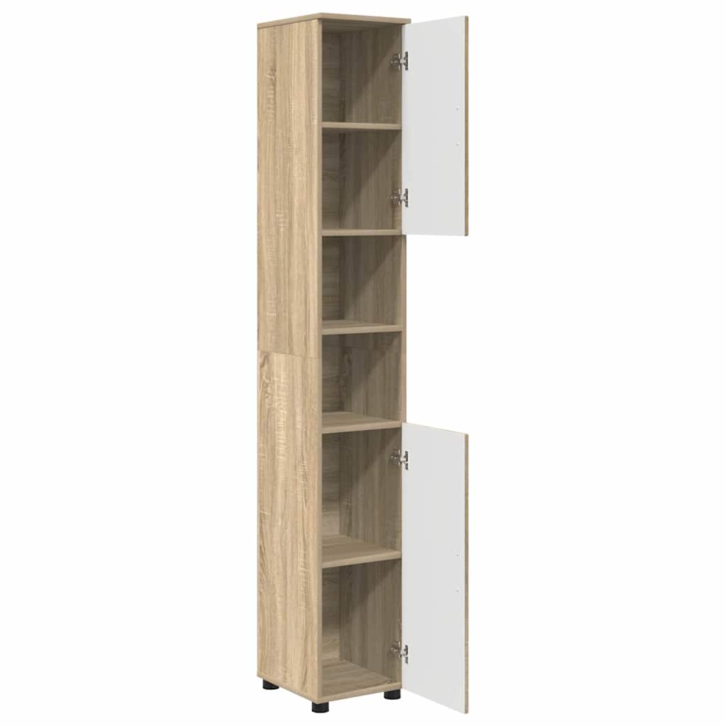Bad hoher Schrank Sonoma-Eiche 30 x 35 x 192 cm Holzwerkstoff