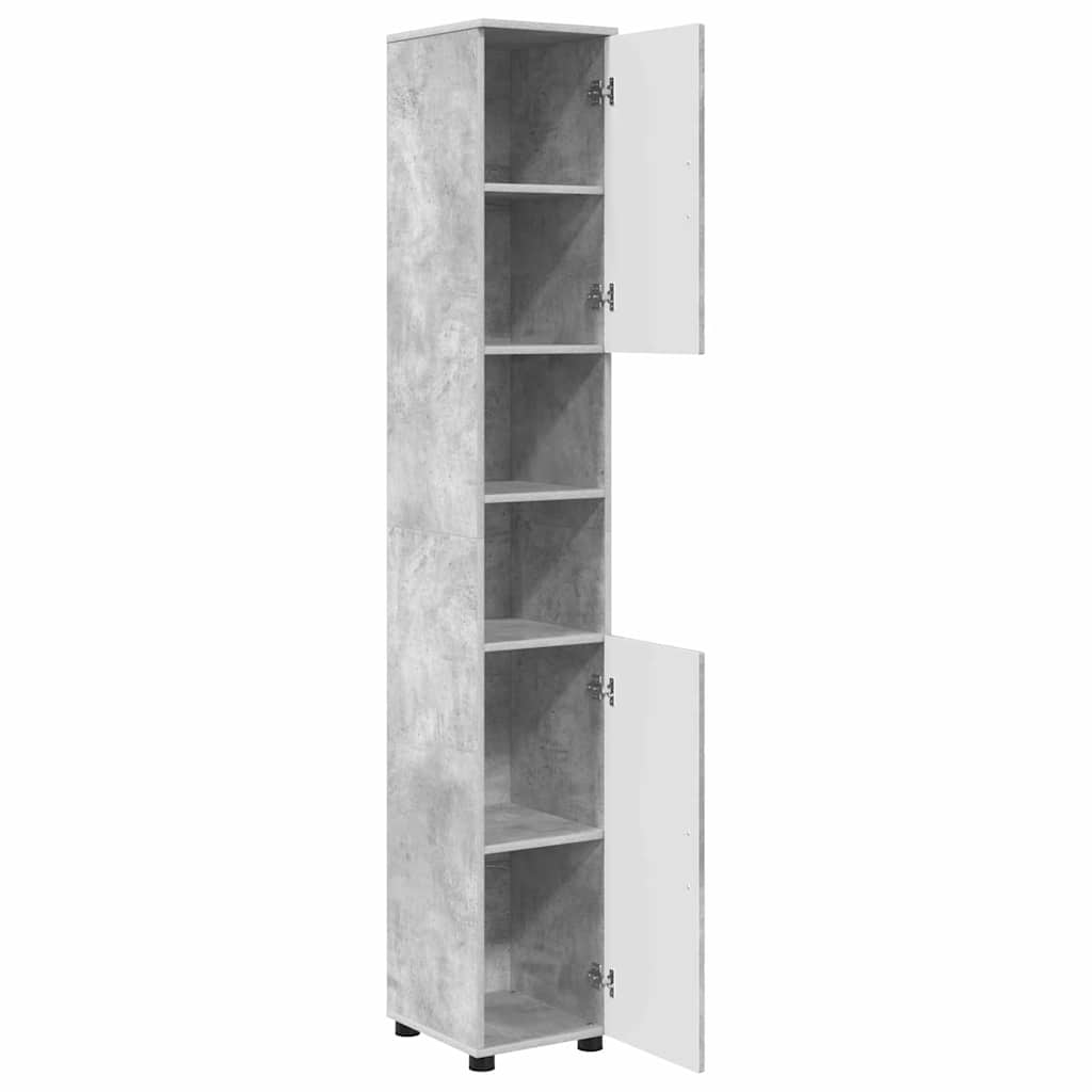 Bad hoher Schrank Betongrau 30 x 35 x 192 cm Holzwerkstoff
