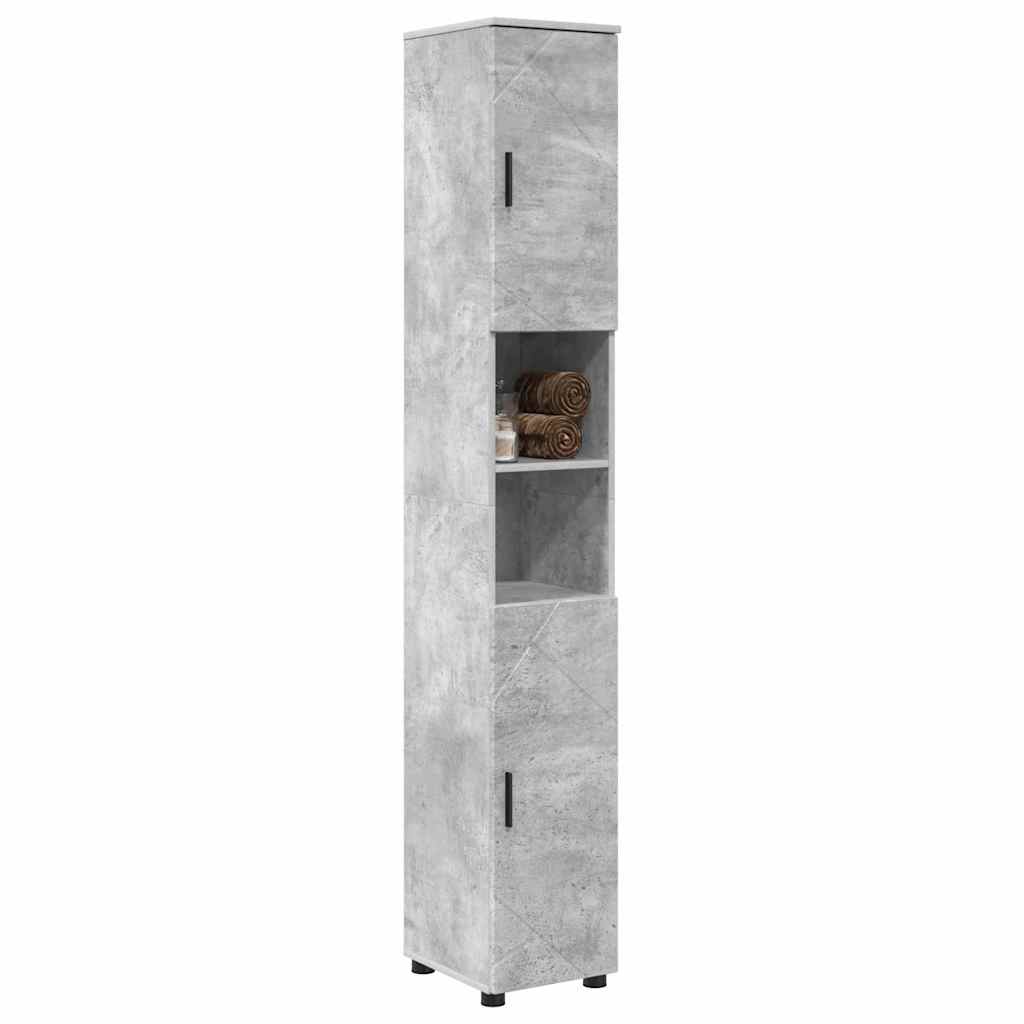 Bad hoher Schrank Betongrau 30 x 35 x 192 cm Holzwerkstoff
