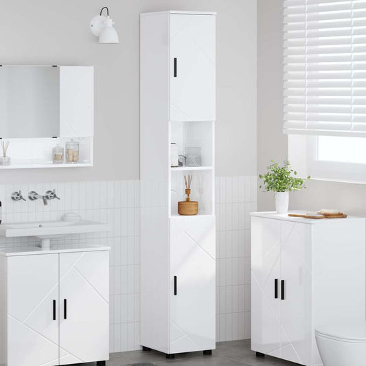 Bad hoher Schrank Hochglanz-Weiß 30 x 35 x 192 cm Holzwerkstoff