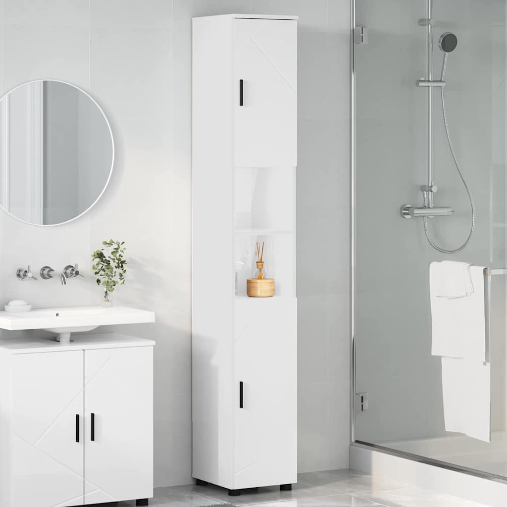Bad hoher Schrank Hochglanz-Weiß 30 x 35 x 192 cm Holzwerkstoff