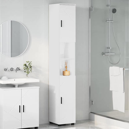 Bad hoher Schrank Hochglanz-Weiß 30 x 35 x 192 cm Holzwerkstoff