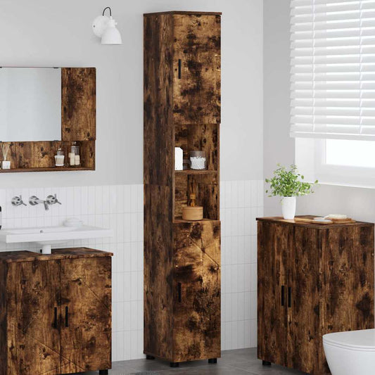 Bad hoher Schrank Räuchereiche 30 x 35 x 192 cm Holzwerkstoff