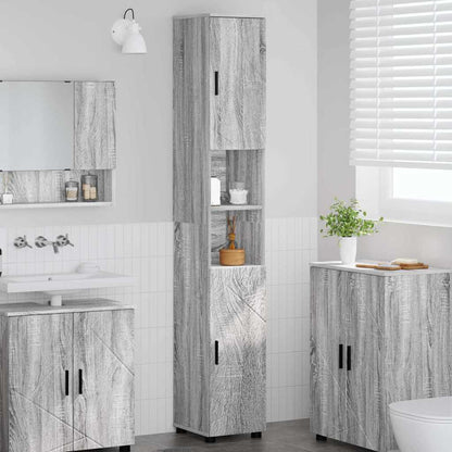Bad hoher Schrank Grau Sonoma 30 x 35 x 192 cm Holzwerkstoff