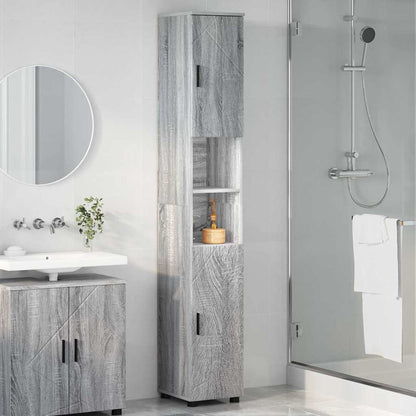 Bad hoher Schrank Grau Sonoma 30 x 35 x 192 cm Holzwerkstoff