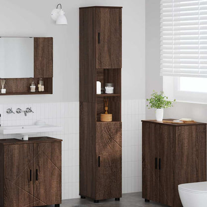Bad hoher Schrank mit Tür Braun Eichen-Optik 30 x 35 x 192 cm
