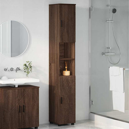 Bad hoher Schrank mit Tür Braun Eichen-Optik 30 x 35 x 192 cm
