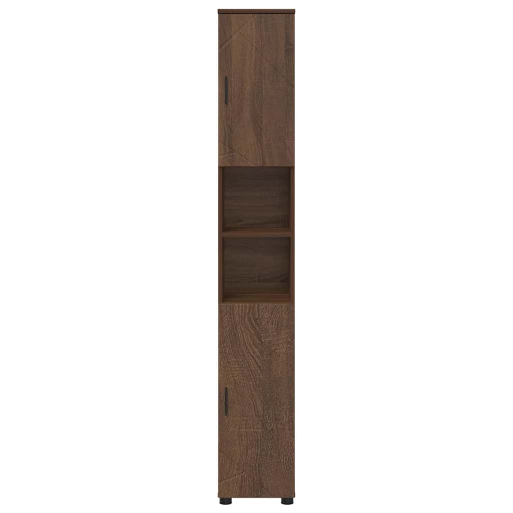 Bad hoher Schrank mit Tür Braun Eichen-Optik 30 x 35 x 192 cm