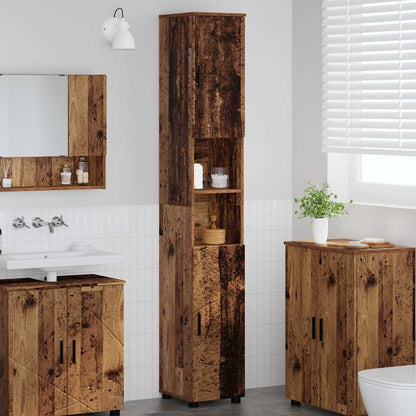 Bad hoher Schrank Altholz 30 x 35 x 192 cm Holzwerkstoff