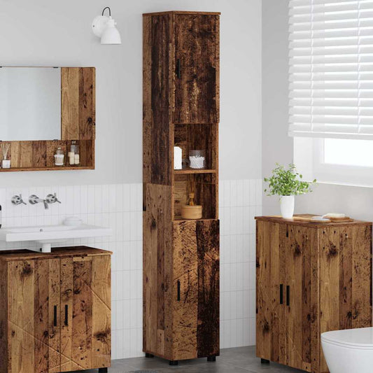 Bad hoher Schrank Altholz 30 x 35 x 192 cm Holzwerkstoff