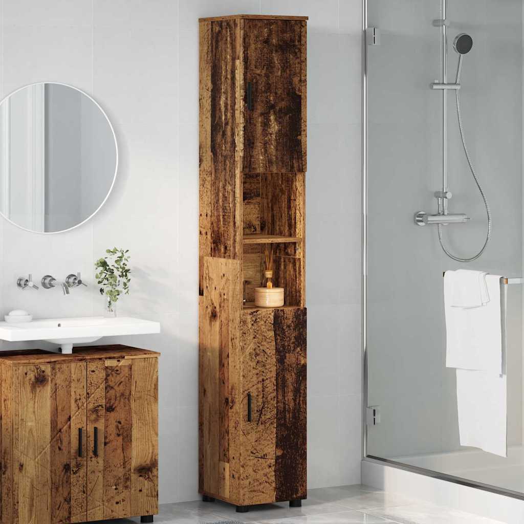 Bad hoher Schrank Altholz 30 x 35 x 192 cm Holzwerkstoff