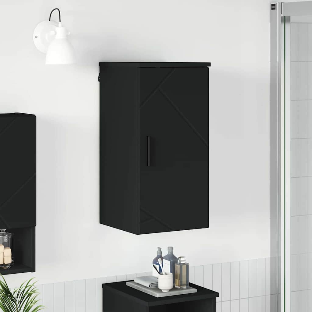 Badezimmerschrank Wandmontiert Schwarz 30 x 31,5 x 61 cm