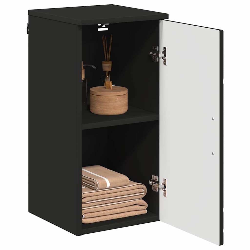 Badezimmerschrank Wandmontiert Schwarz 30 x 31,5 x 61 cm