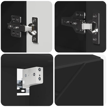 Badezimmer-Spiegelschrank Schwarz 80 x 17 x 55 cm Holzwerkstoff