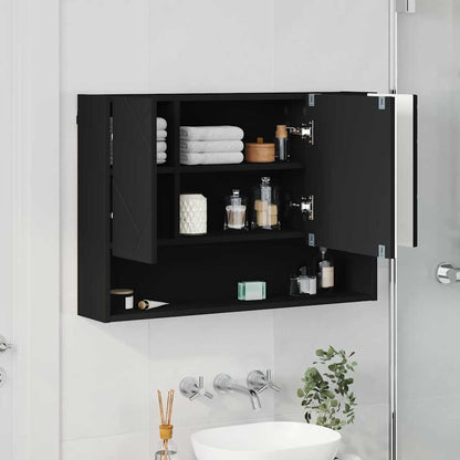 Badezimmer-Spiegelschrank Schwarz 80 x 17 x 55 cm Holzwerkstoff